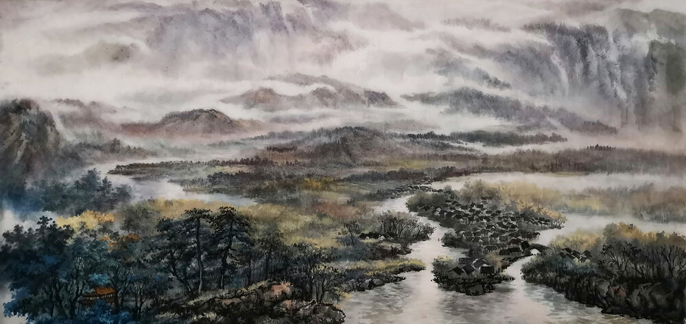 盛絜作品14《大好河山》  规格：94×165cm